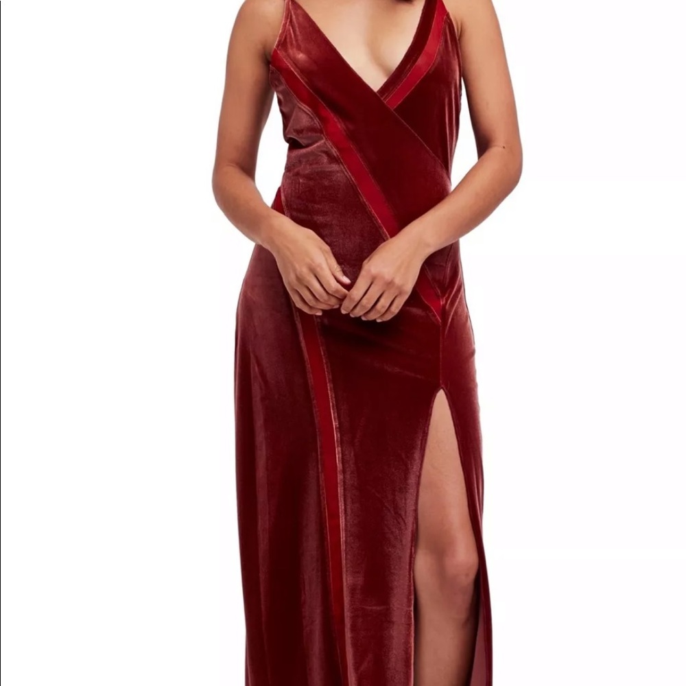 Free People Fall Retro Velvet Slit Maxi - Sepia